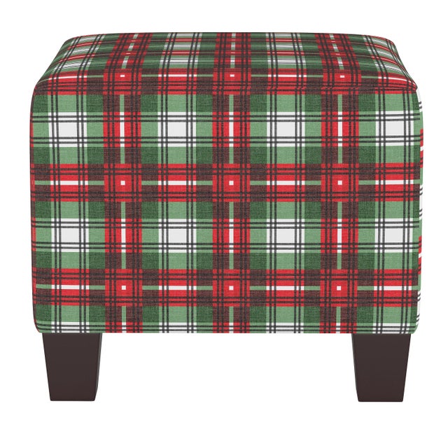 Not Yet Made - Made To Order Square Ottoman in Green Nicolas Plaid For Sale - Image 5 of 5