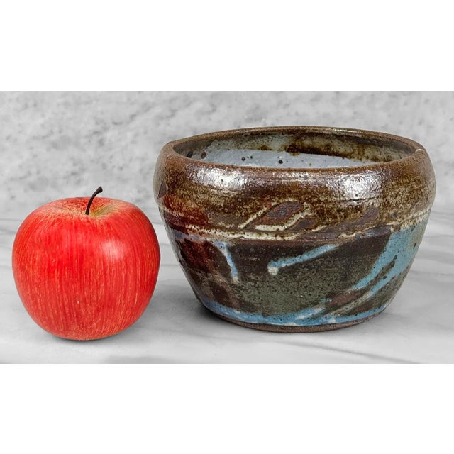 An Abstract Stoneware Drip Glazed Studio Pottery Bowl, c. Mid 20th Century - Pairs Nicely with Many Mid-Century & Eclectic...