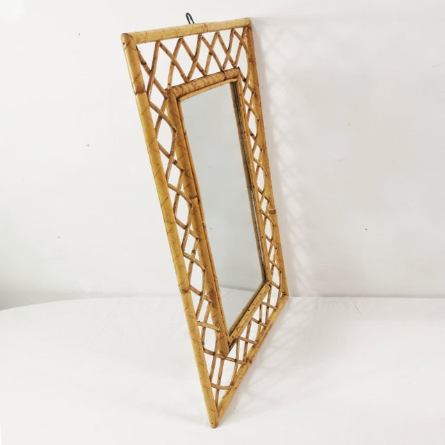 Mid-Century Modern Mid-Century Bamboo and Rattan Wall Mirror, Italy, 1960s For Sale - Image 3 of 7