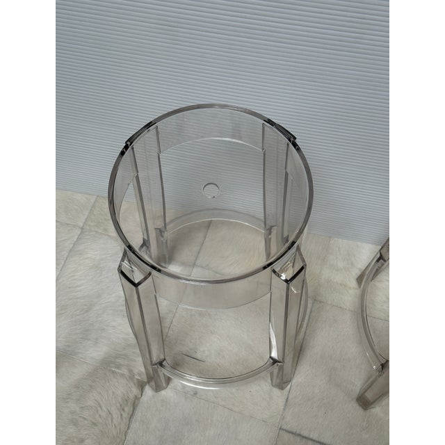 Transparent Philippe Starck for Kartell Charles Ghost Counter Stools, Pair For Sale - Image 8 of 12
