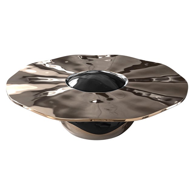 Metal "Capriccio" Coffee Table With Bronze, Handcrafted For Sale - Image 7 of 8