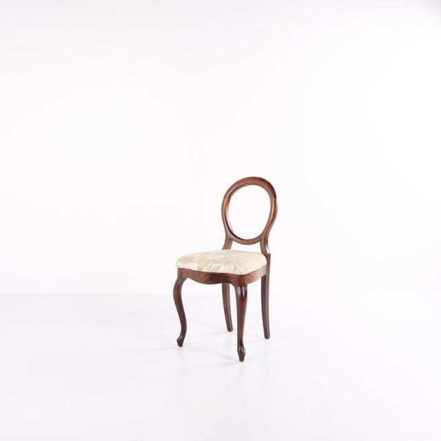 Rococo Style Salon Dining Chairs in Mahogany and Light Floral Fabric, Set of 4 For Sale - Image 6 of 15