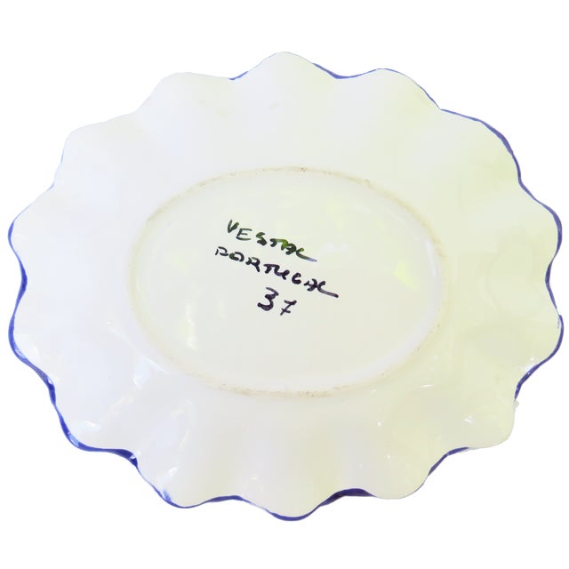 Rustic European Vintage Blue & White Portuguese Faience Bowl For Sale - Image 3 of 3