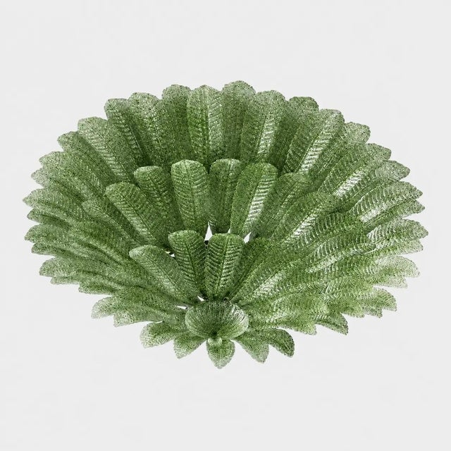 Venetian Green Leaves Graniglia Murano Glass Flush Mount by Simoeng for Simoeng For Sale - Image 6 of 6