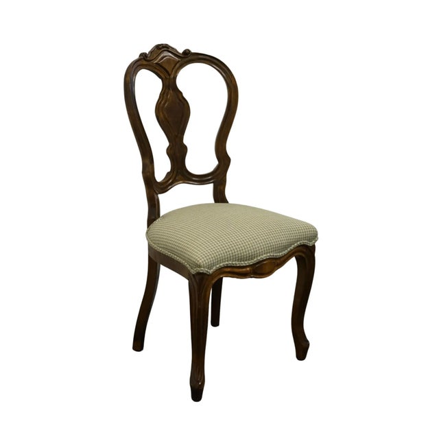 VINTAGE ANTIQUE Solid Walnut Country French Provincial Splat Back Dining Side Chair 39" High 19" Wide 21" Deep Seat: 19"...
