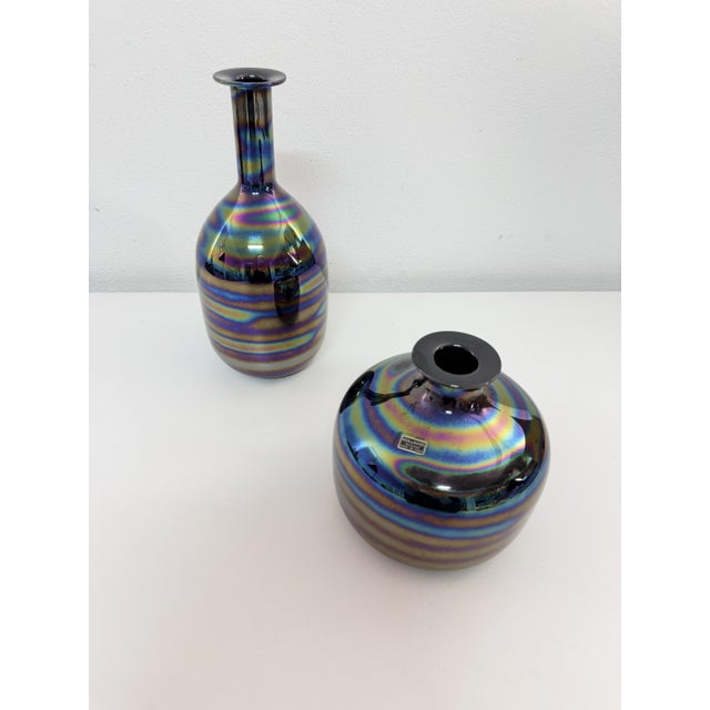 Iridescent Murano Glass Vases by Nason & Moretti, 1960, Set of 2 For Sale - Image 9 of 11