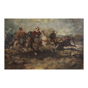 Late 19th Century "Charge of the Arabian Horsemen" Oil on Canvas After Adolf Schreyer
