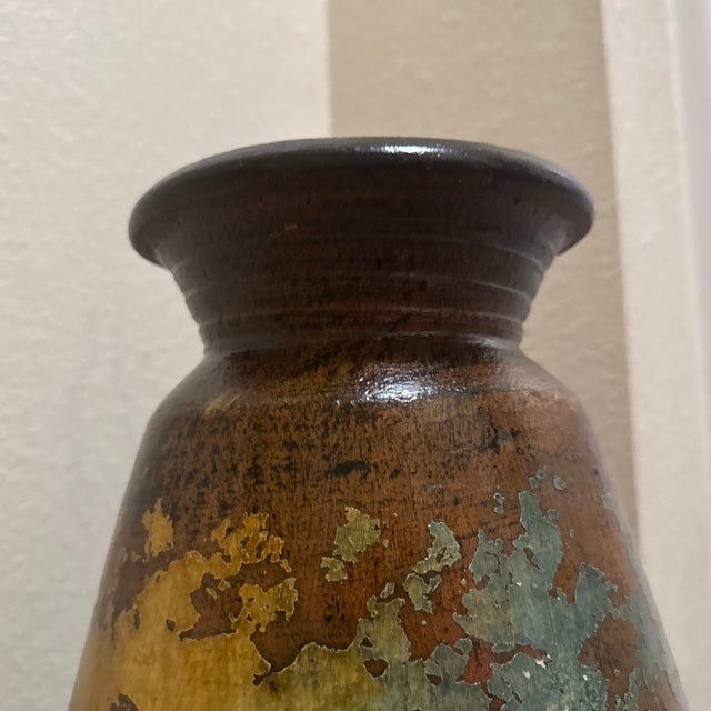 1970s Large Mid-Century Oaxacan Dripware Pottery Vase With Mottled Polychrome Glaze For Sale - Image 4 of 9