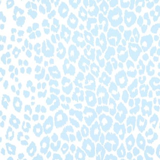 Schumacher Iconic Leopard Wallpaper in Sky - Sample For Sale