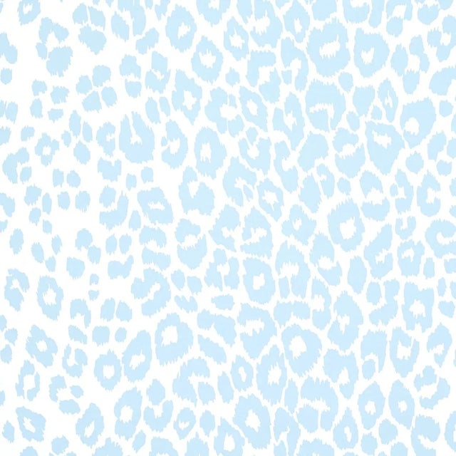 Schumacher Iconic Leopard Wallpaper in Sky - Sample For Sale