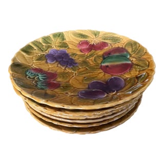 Vintage French Majolica Sarreguemines Chargers - Set of 6 For Sale