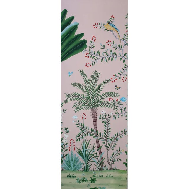 Chinoiserie Pink Wallpaper Mural, Amazonia Forest on Special Florence Pink- Set of 6 For Sale - Image 4 of 17