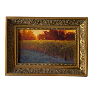 Sunset in the Vineyard by Texas Artist Janice Yow Hindes, Framed For Sale