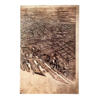 Metal New York City Sign Featuring Piers & Ships For Sale