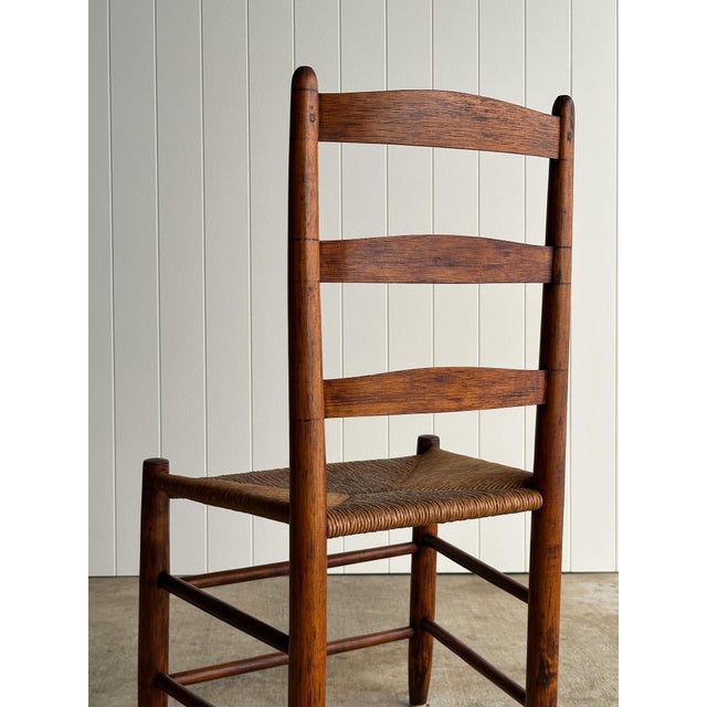 Antique Ladderback Chair With Hand-Woven Rush Seat For Sale - Image 12 of 18