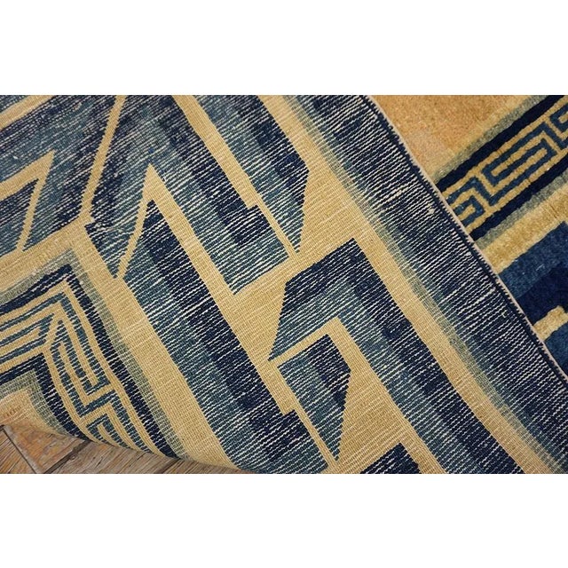 Sublime Rose Color With Peculiar Geometric Desing Antique Chinese Peking Rug For Sale - Image 14 of 14