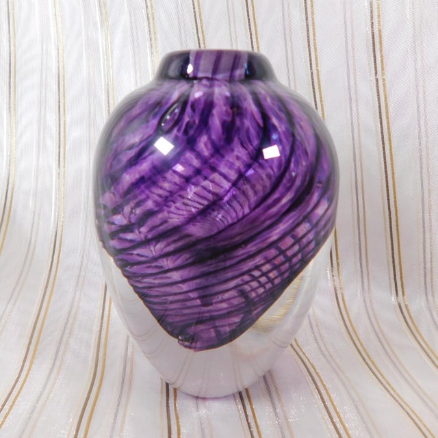 Signed Purple Swirled Perfume Bottle For Sale - Image 4 of 8