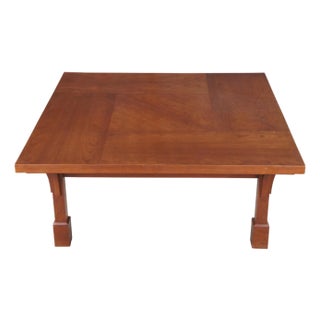 Late 20th Century Artisan Mission Arts & Crafts Craftsman Style Cherry Coffee Cocktail Table 44" For Sale