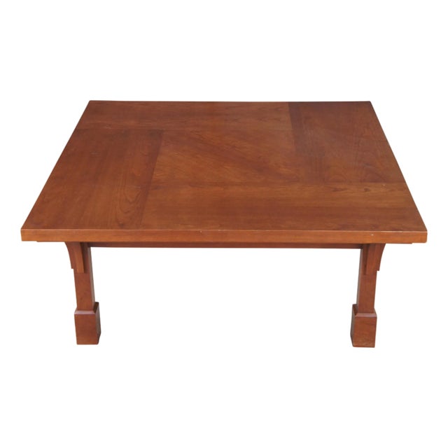 Late 20th Century Artisan Mission Arts & Crafts Craftsman Style Cherry Coffee Cocktail Table 44" For Sale
