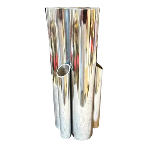 1960s Gio Ponti Style Minimalist Chromed Metal Multiple Cylinder Vase