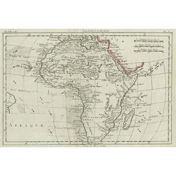 Antique Map of Africa with Ocean Currents and Other Details, 1780 For Sale