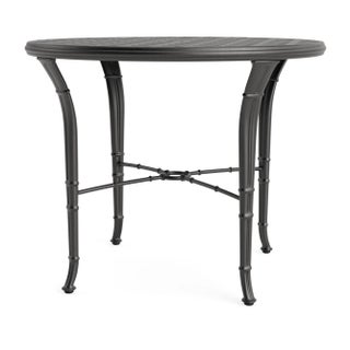 Brown Jordan Calcutta 36" Round Cast Bistro Umbrella Table, Textured Pewter frame For Sale