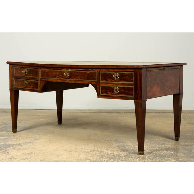 Mid-19th Century French Neoclassical Mahogany Bureau Plat Desk With Chartreuse Leather For Sale - Image 10 of 18