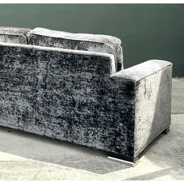 Vintage Monumental Swaim Velvet Sofa For Sale - Image 9 of 16