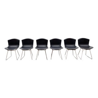 Model 420 Side Chair in Saddle Leather by Harry Bertoia for Knoll Inc. / Knoll International, 2017, Set of 6 For Sale