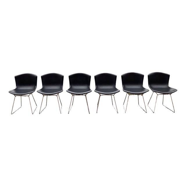 Model 420 Side Chair in Saddle Leather by Harry Bertoia for Knoll Inc. / Knoll International, 2017, Set of 6 For Sale
