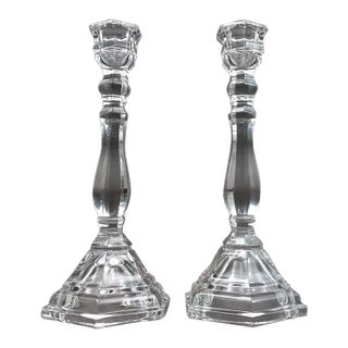Vintage Tiffany & Co. Crystal Hampton Candlesticks Candle Holder - Set of 2 For Sale