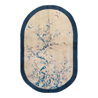 Galerie Shabab Collection Mid-20th Century Chinese Art Deco Oval Accent Rug For Sale