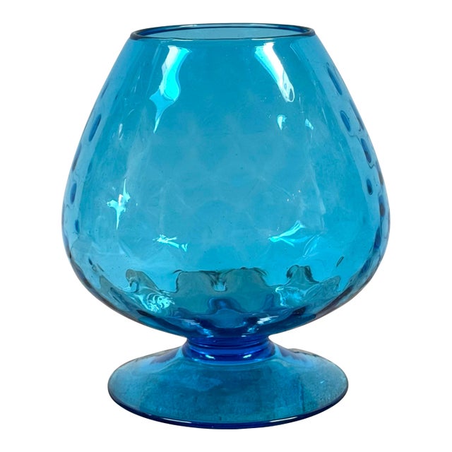 Mid 20th Century Italian Empoli Optic Blue Glass Vase For Sale