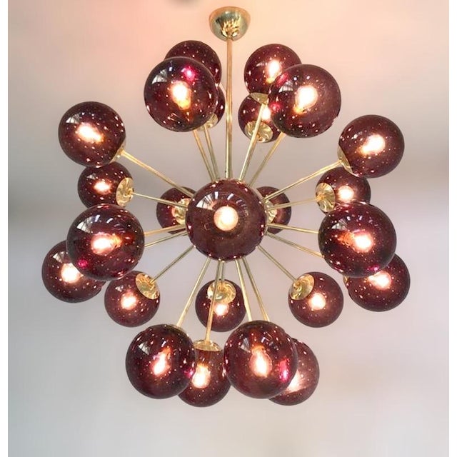 Fabio Ltd 21st Century Nova Natural Brass Amethyst Bubbles Murano Sputnik Chandelier by Fabio LTD For Sale - Image 4 of 5