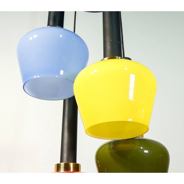 Metal Italian Colorful Chandelier, 1970s For Sale - Image 7 of 9