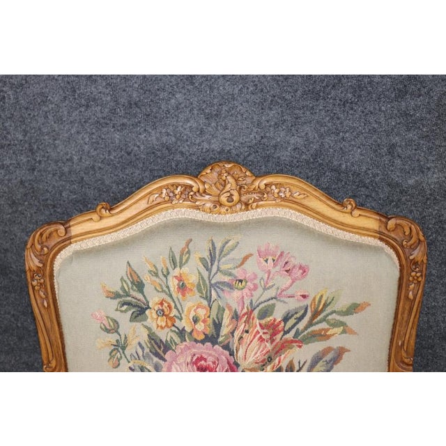 Gold Pair Antique French Louis XV Style Aubusson Armchairs For Sale - Image 8 of 14