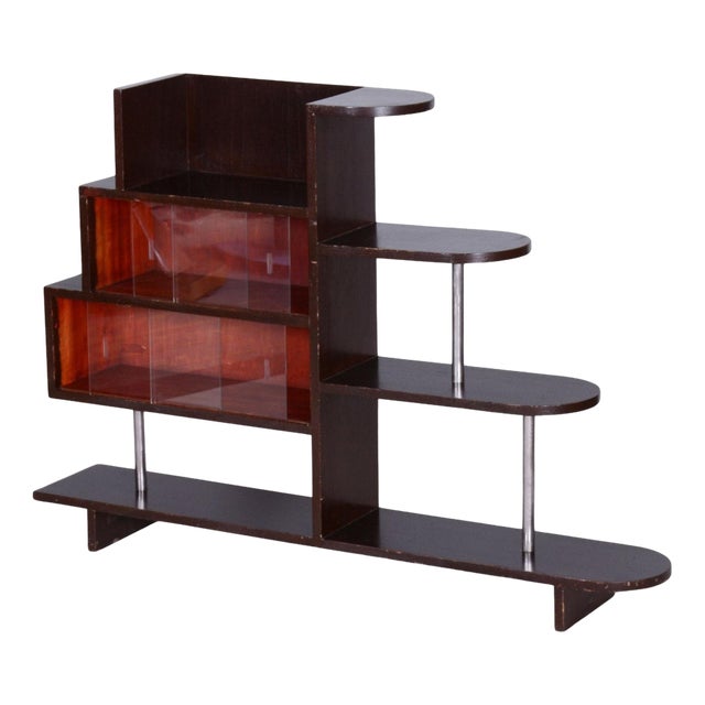 Art Deco Étagère in Oak & Chromed Steel, 1930s For Sale