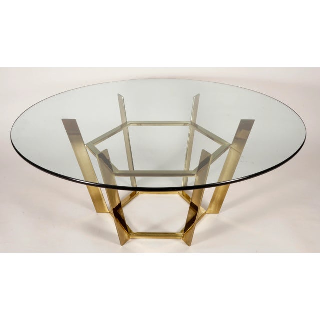 Vintage Hexagonal Brass Plated Coffee Table Base. Perfect for any shape of glass top.