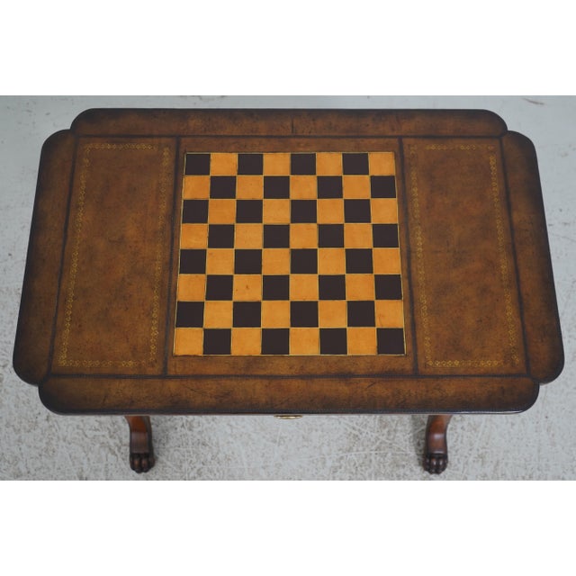 Leather Wrapped Inlaid Mahogany Games Table For Sale - Image 10 of 18