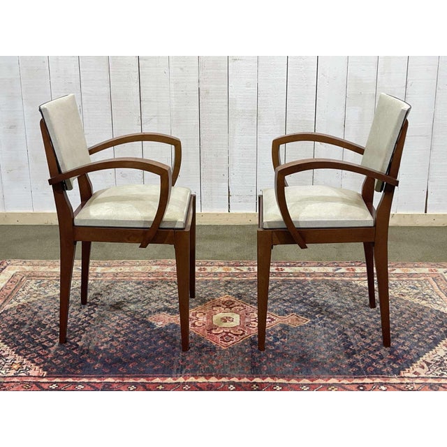 Art Deco Bridge Chairs in Beech and Imitation Leather, 1950s, Set of 2 For Sale - Image 6 of 13