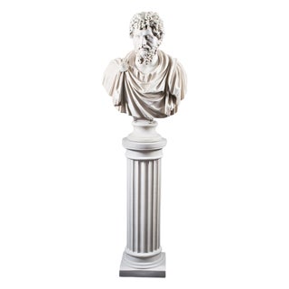 Marble Bust and Pedestal Depicting Roman Emperor Lucius Versus, Set of 2 For Sale