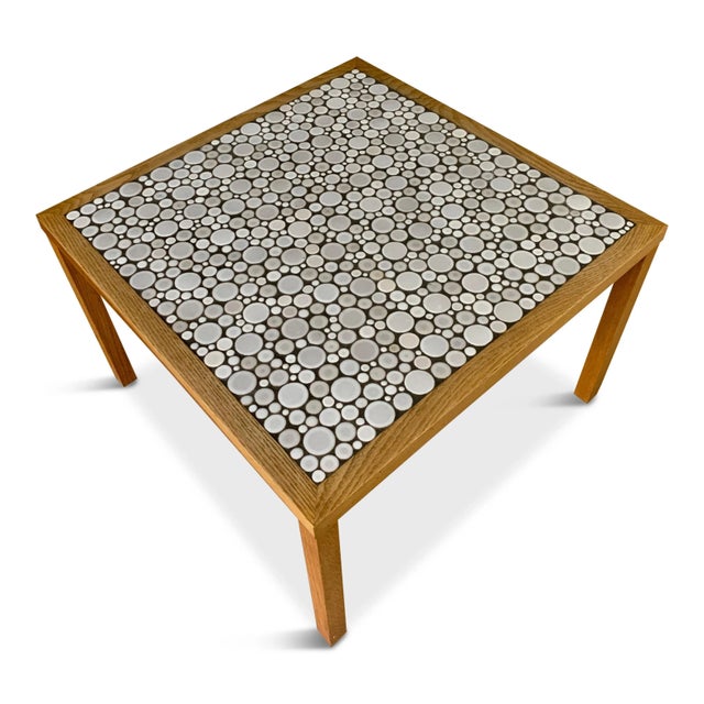 1960s Martz Square Coffee Table with White Ceramic Circular Tiles For Sale - Image 11 of 11