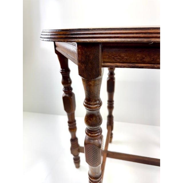 Wood Vintage English Oak Oval Occasional Side Table | Jacobean Revival Turned Leg Side Table For Sale - Image 7 of 10