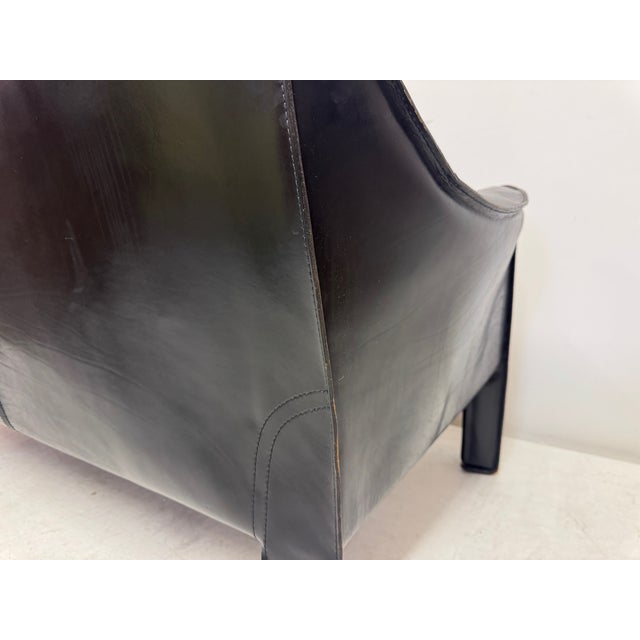 CAB 415 Sofa in Black Leather by Mario Bellini for Cassina, 1980s For Sale - Image 12 of 18