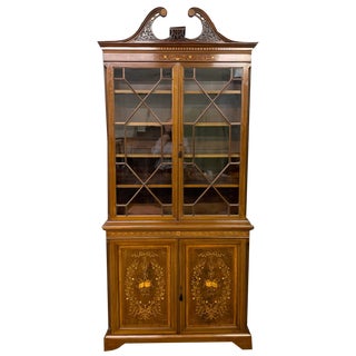 Inlaid Mahogan Bookcase from Edwards and Roberts, 1890 For Sale
