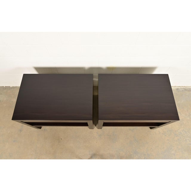 Barbara Barry for Baker Furniture Modern Oversized Dark Mahogany Nightstands, Newly Refinished For Sale - Image 11 of 15
