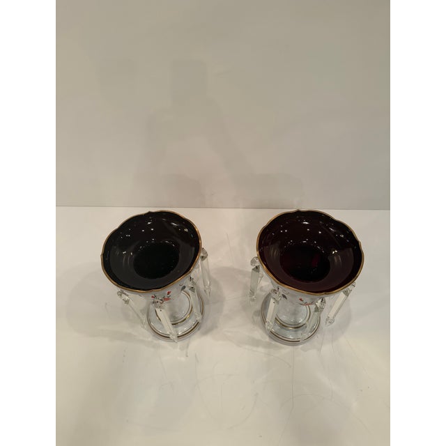 Glass Czech Bohemian Glass Lustres With Floral Decoration -a Pair For Sale - Image 7 of 9