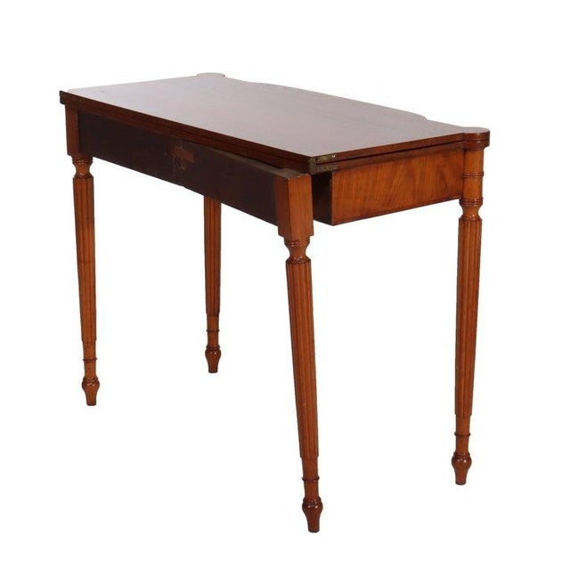 Brown Antique Sheraton Mahogany Banded & Inlaid Turret Top Card Table C1830 For Sale - Image 8 of 11