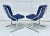 Pair of 1970's Blue Tufted Modern Chrome Lounge Side Chairs For Sale - Image 9 of 12