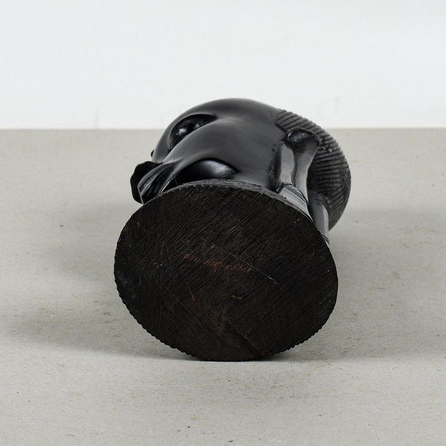 Black Vintage African Carved Female Bust For Sale - Image 8 of 9